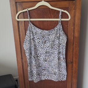LOFT Floral Camisole - Purple, Brown and White